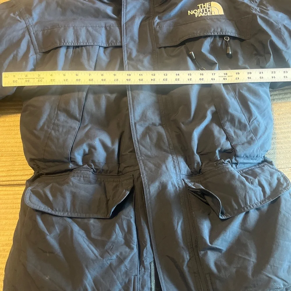 The North Face Coat Mens Small Hommes Petits Navy Goose Down Hooded Parka